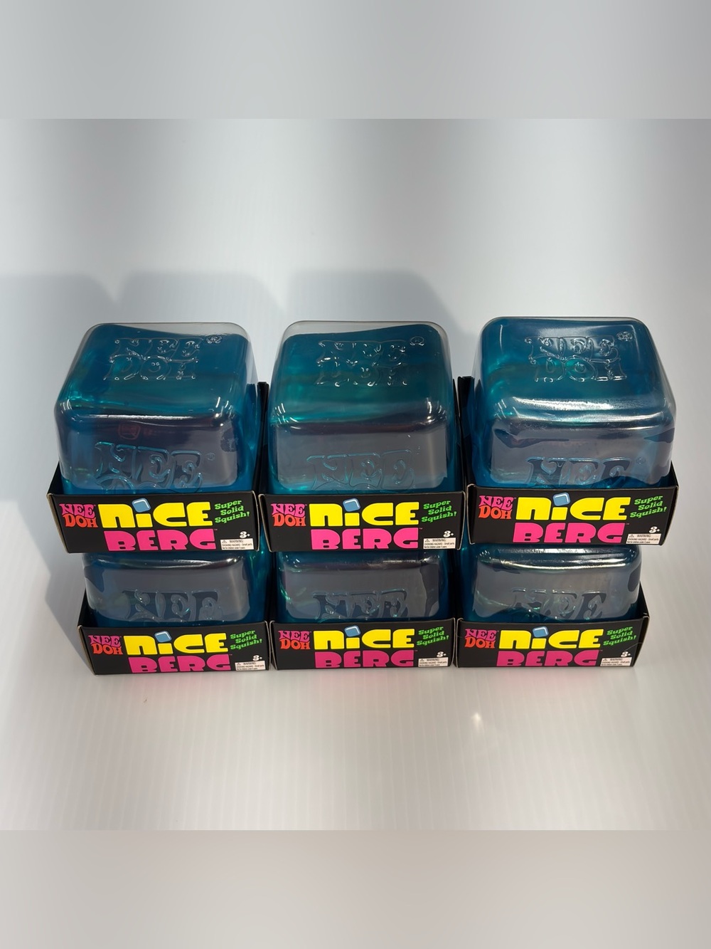Authentic NeeDoh Nice Berg Blue XL Giant Nee Doh Niceberg Solid Squish LOT OF 6